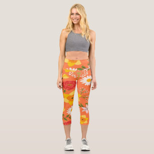 Colourful Floral Pattern Capri Leggings