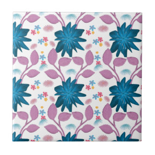 Colourful floral pattern ceramic tile