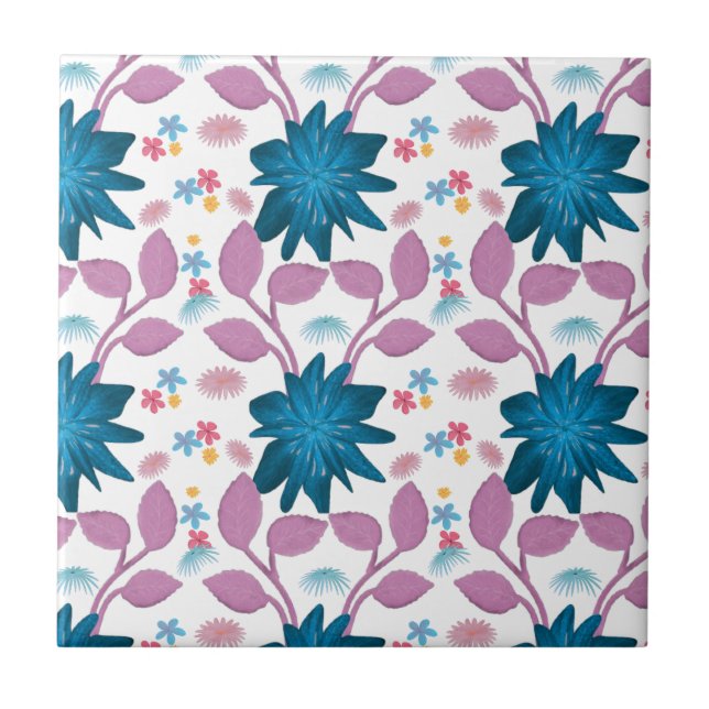 Colourful floral pattern  ceramic tile (Front)