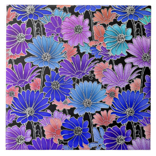 Colourful floral pattern ceramic tile