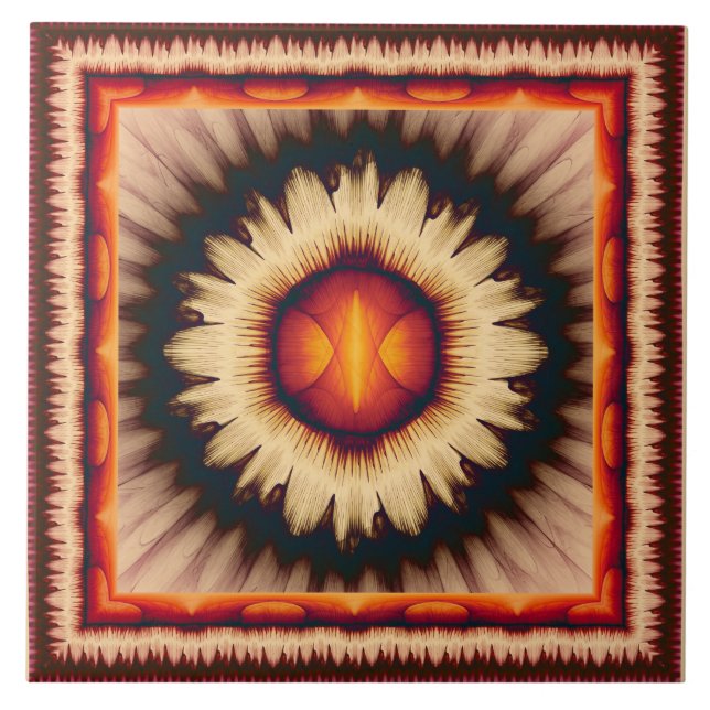 Colourful floral pattern ceramic tile (Front)