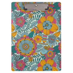 Colourful floral pattern clipboard