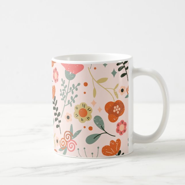 Colourful Floral Pattern Coffee Mug (Right)