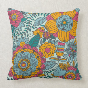 Colourful floral pattern cushion