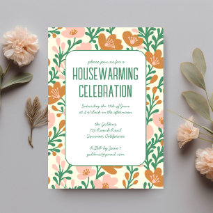 Colourful Floral Pattern Custom HOUSEWARMING PARTY Invitation