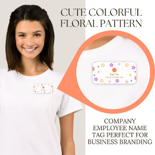 Colourful Floral Pattern Custom Logo & Employee Name Tag