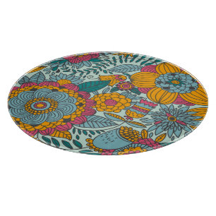 Colourful floral pattern cutting board