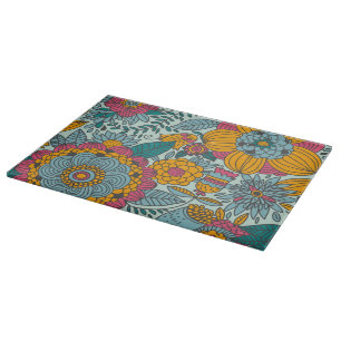 Colourful floral pattern cutting board