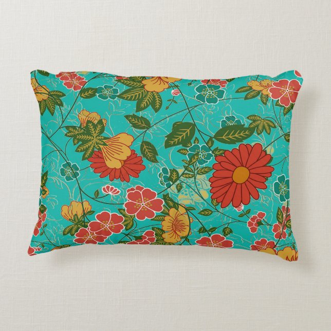 Colourful Floral Pattern Decorative Cushion (Back)