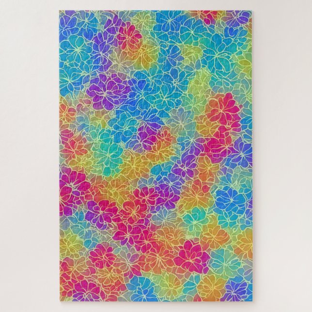 Colourful floral pattern difficult adult jigsaw puzzle (Vertical)