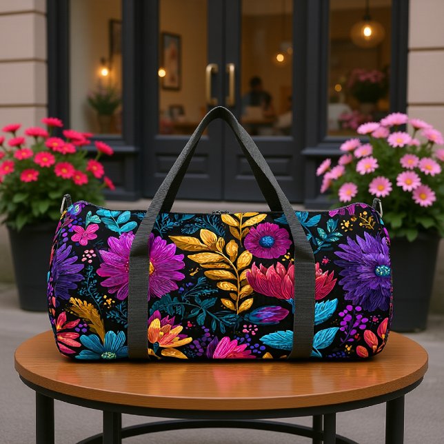 Colourful Floral Pattern Duffle Bag (Creator Uploaded)