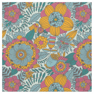 Colourful floral pattern fabric