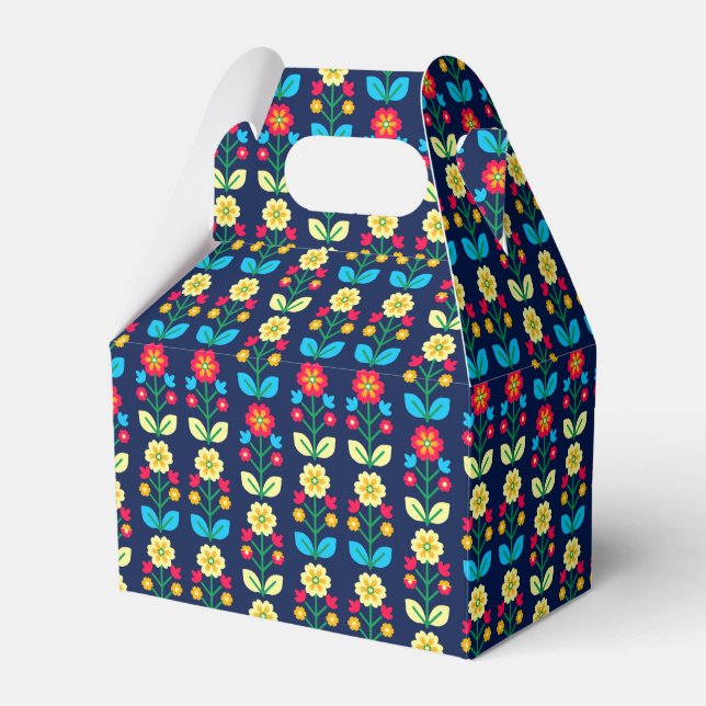 Colourful Floral Pattern Favour Box (Front Side)