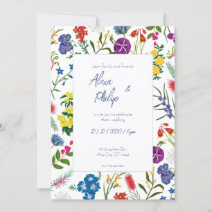 Colourful Floral Pattern Feminine Wedding  Invitation