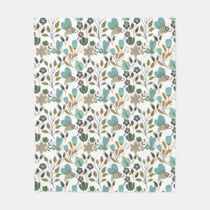 Colourful Floral Pattern Fleece Blanket