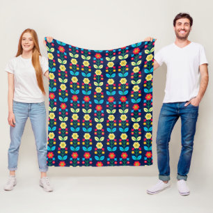 Colourful Floral Pattern Fleece Blanket