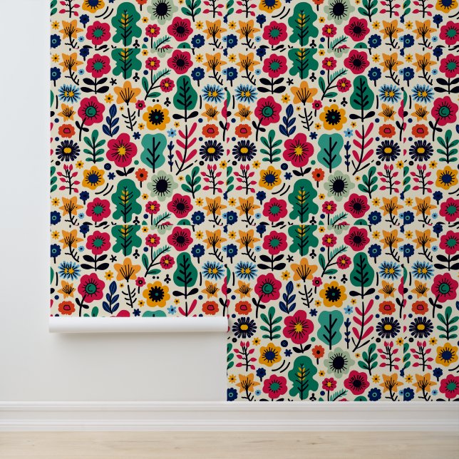 Colourful Floral Pattern Illustration Wallpaper (Application)