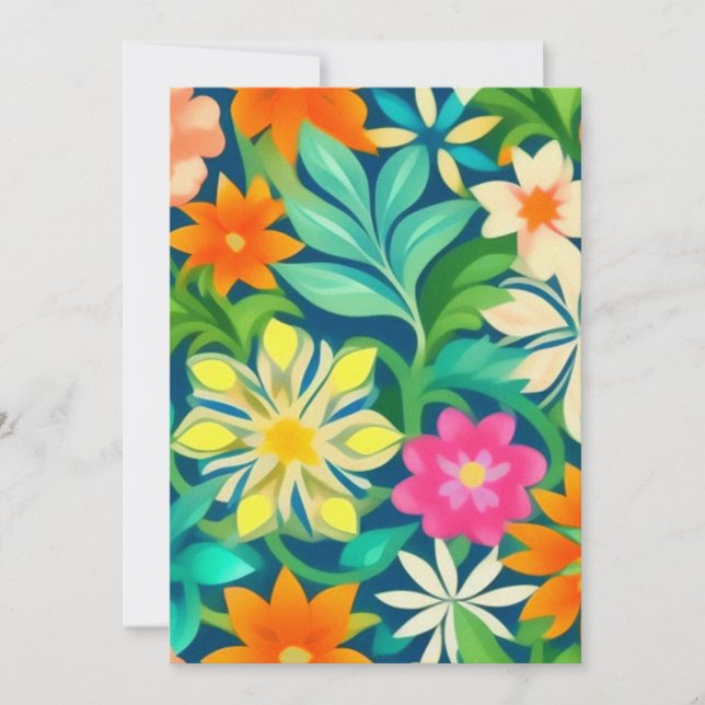 Colourful Floral Pattern Invitation (Front)