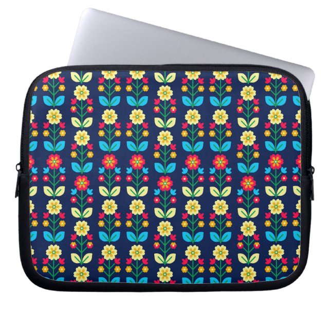 Colourful Floral Pattern Laptop Sleeve (Front)