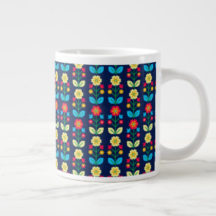 Colourful Floral Pattern Large Coffee Mug