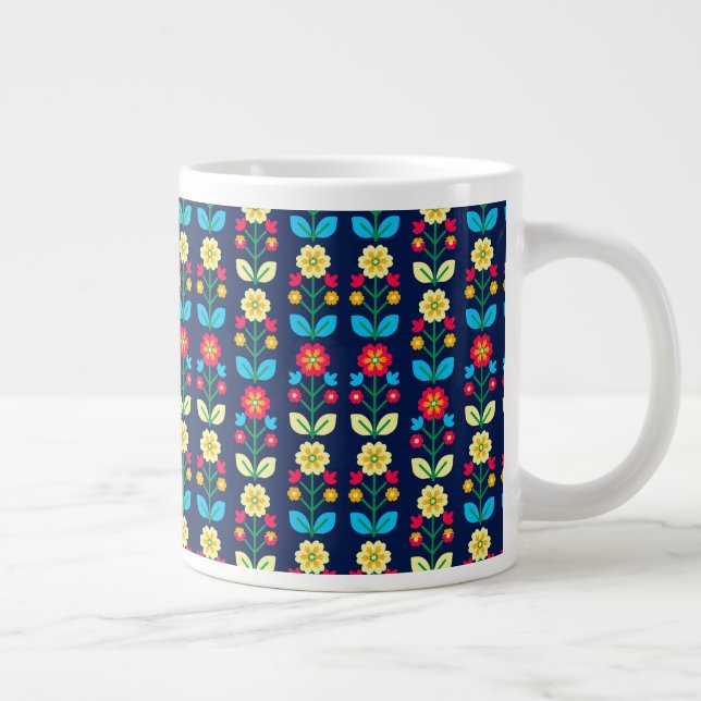 Colourful Floral Pattern Large Coffee Mug (Right)