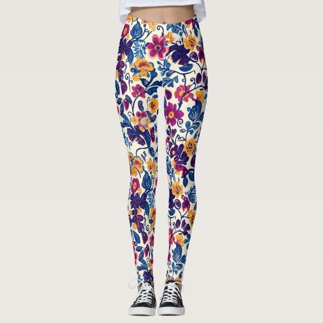 Colourful Floral Pattern Leggings (Front)