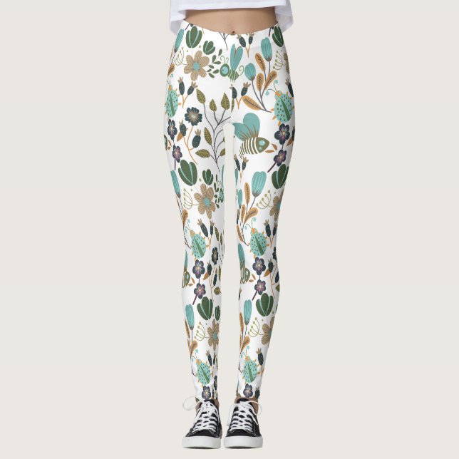 Colourful Floral Pattern Leggings (Front)