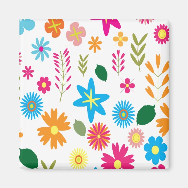 Colourful Floral Pattern Magnet (Front)
