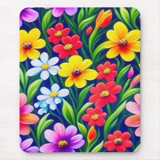 Colourful floral pattern mouse pad (Front)