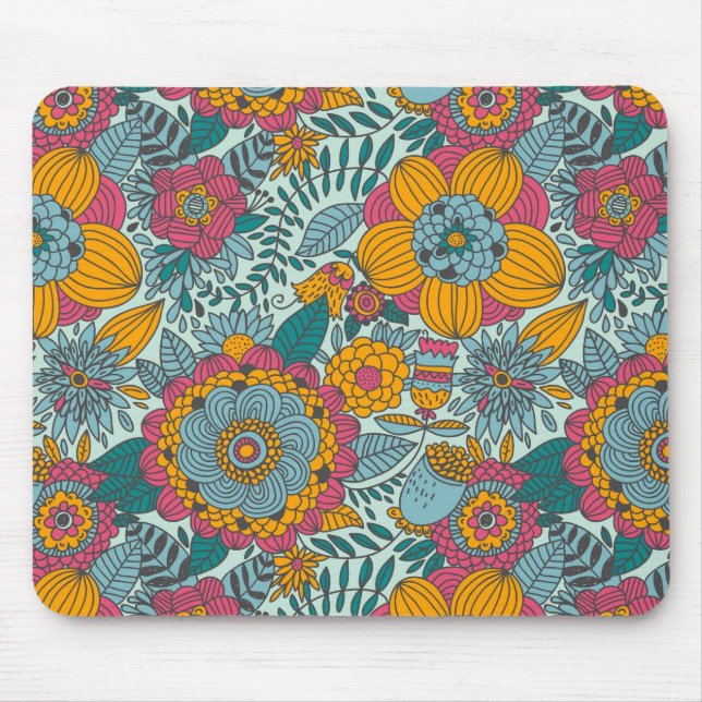 Colourful floral pattern mouse pad (Front)