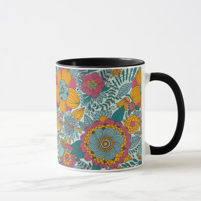 Colourful floral pattern mug (Right)