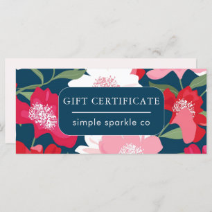 Colourful Floral Pattern Pink Blue Gift Certificat