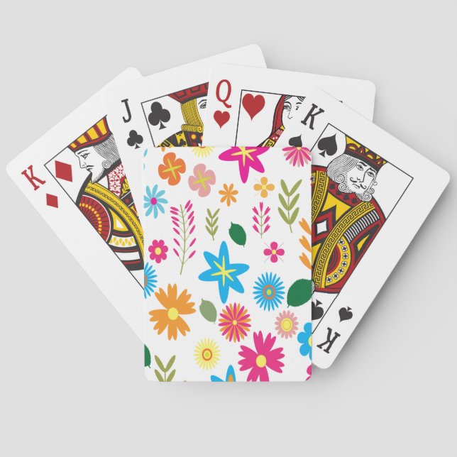 Colourful Floral Pattern Playing Cards (Back)