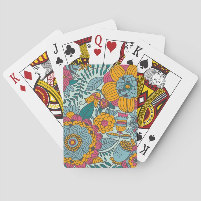 Colourful floral pattern playing cards (Back)