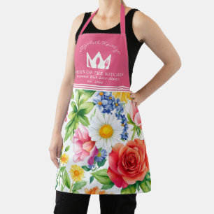 Colourful Floral Pattern Queen of the Kitchen Apron