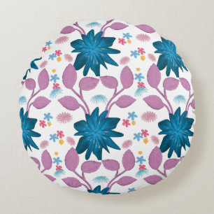 Colourful floral pattern round cushion