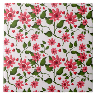 Colourful Floral Pattern Seamless Bright Flower Ceramic Tile