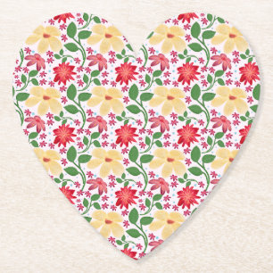 Colourful Floral Pattern Seamless Bright Flower  Paper Coaster