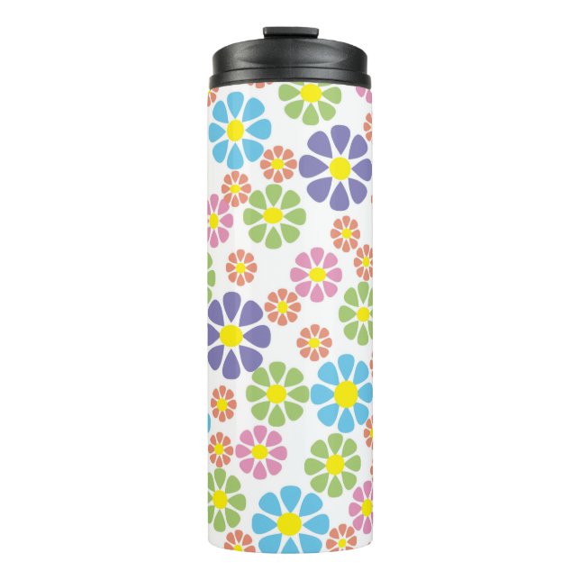 Colourful floral pattern thermal tumbler (Front)