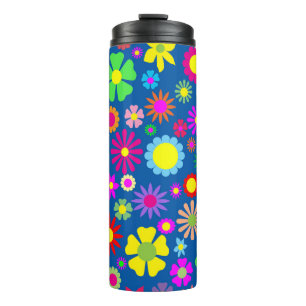 Colourful floral pattern thermal tumbler