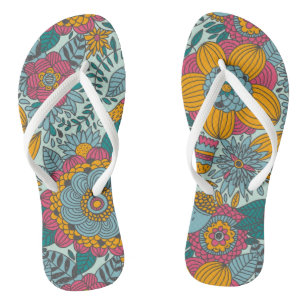 Colourful floral pattern thongs