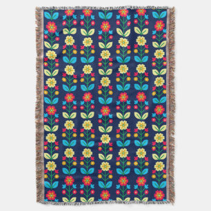 Colourful Floral Pattern Throw Blanket