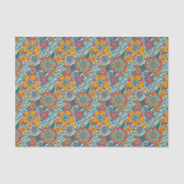Colourful floral pattern tissue paper (Front)
