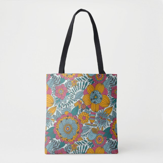 Colourful floral pattern tote bag (Front)