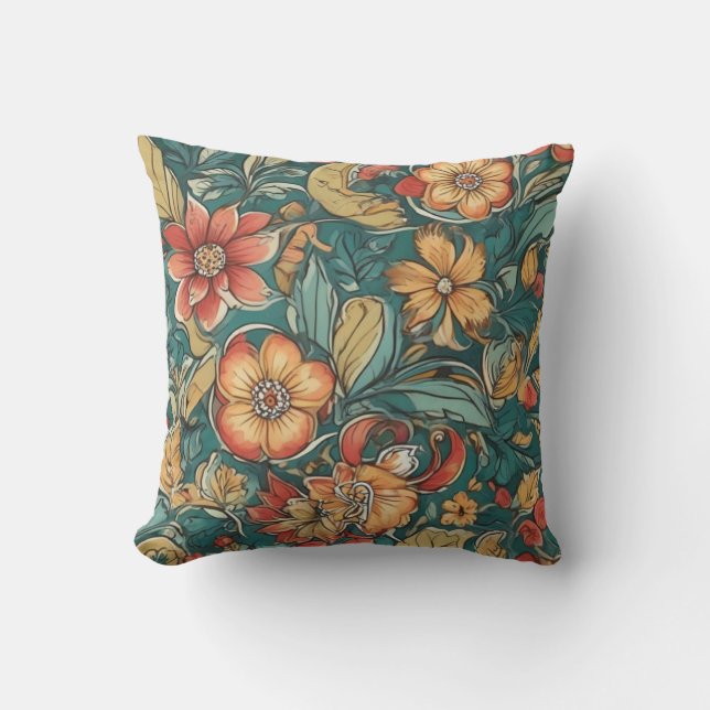 Colourful Floral pattern | Wild Flowers Cushion (Front)