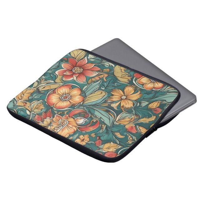 Colourful Floral pattern | Wild Flowers Laptop Sleeve (Front Top)