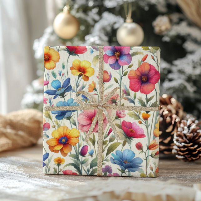 Colourful Floral Pattern Wrapping Paper Sheet (Creator Uploaded)