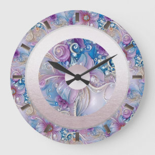 Colourful Floral Pearly Gems Wall Clock