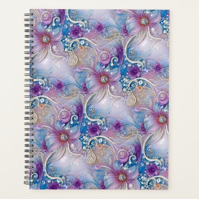 Colourful Floral Pearly Gems Wedding Planner (Front)