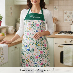 Colourful Floral Personalised  Apron